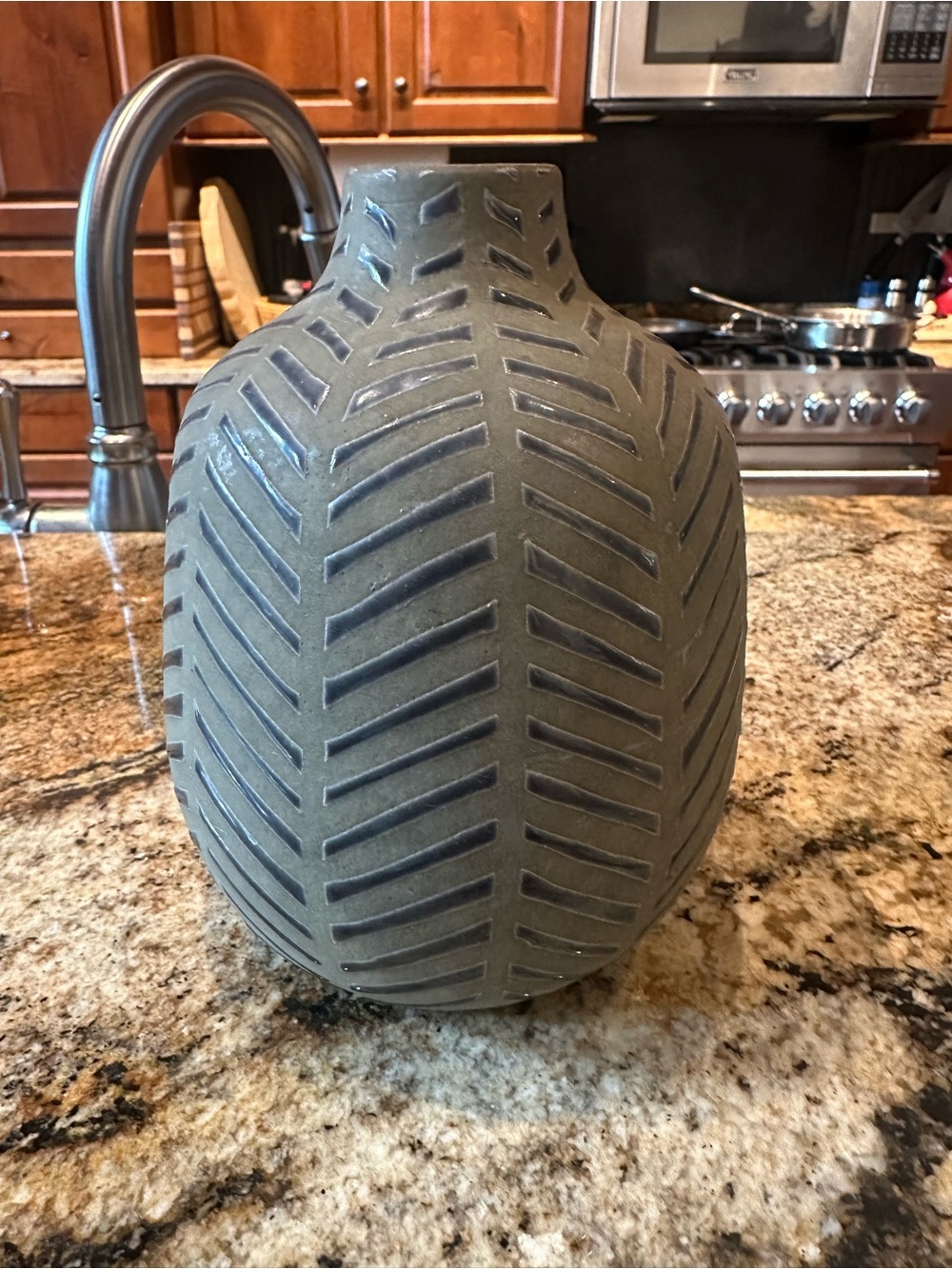 Crate & Barrel Neutral Gray Textured Ceramic Vase - Home Accents